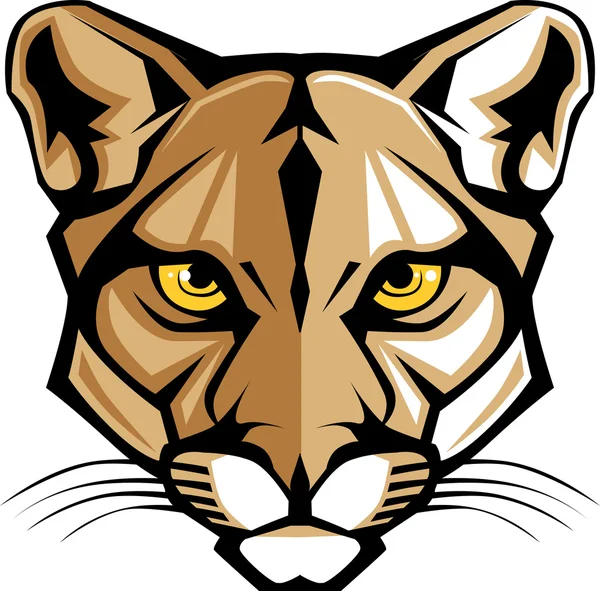 Cougar panther mascotte hoofd vector afbeelding — Stockvector