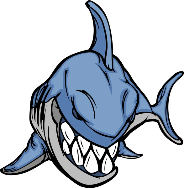 Imagen vectorial de mascota de tiburón de dibujos animados — Vector de stock