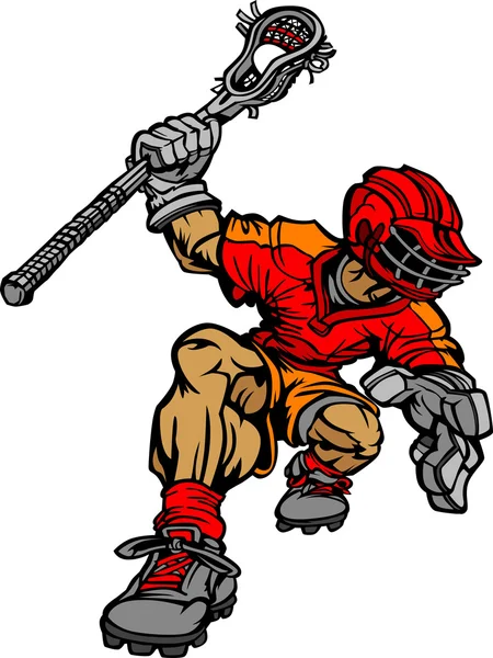 Immagine vettoriale del fumetto del giocatore di lacrosse — Vettoriale Stock