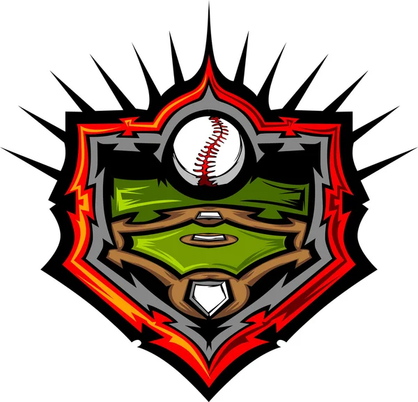 Honkbalveld met honkbal vector afbeelding sjabloon honkbal fiel — Stockvector