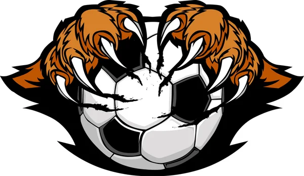 Pelota de fútbol con garras de tigre imagen vectorial — Vector de stock