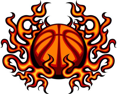 Basketbol şablonuyla alevler vektör görüntü