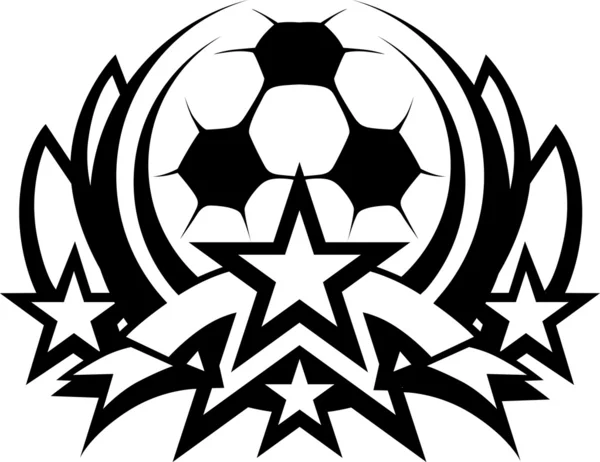 Plantilla gráfica vectorial de pelota de fútbol con estrellas — Vector de stock