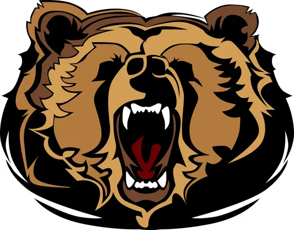 Grizzly Urso Mascote Cabeça Vector Gráfico — Vetor de Stock