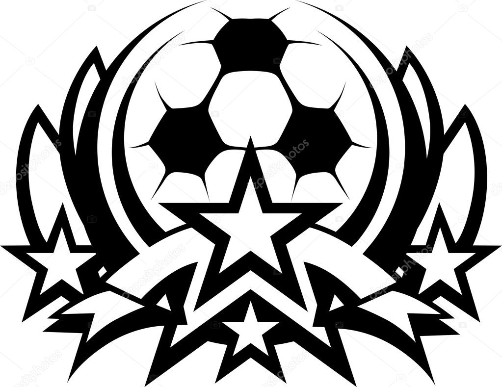 Soccer Ball Vector Graphic Template with Stars