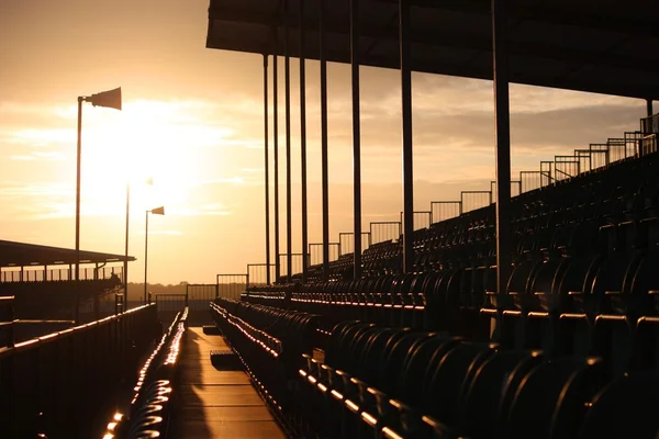 Empty grandstand at dusk