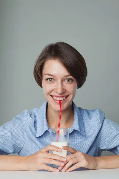 stock image Girl with milkshake