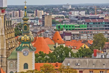 Zagreb rooftips and church tower clipart