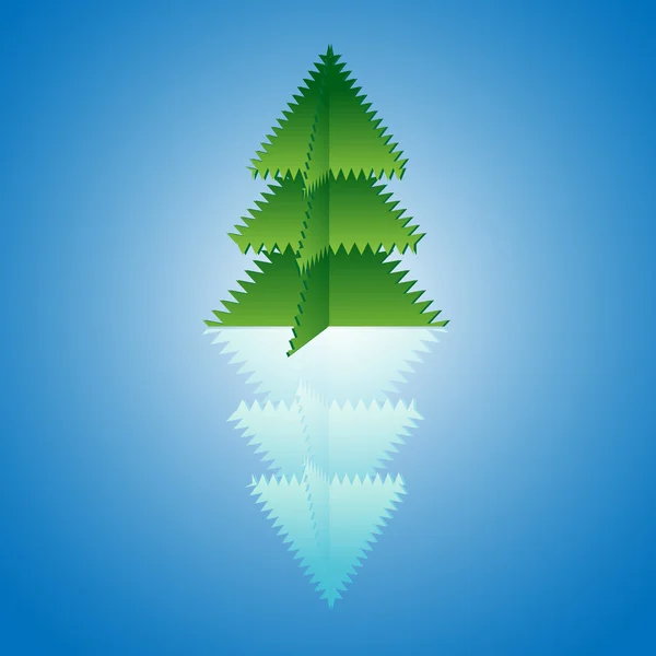 Tree origami with reflection — Stock Vector