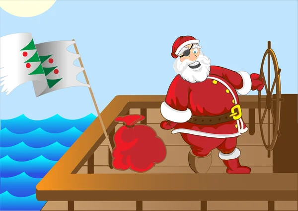 Weihnachtsmann-Pirat — Stockvektor