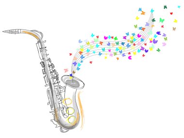 Sketch of the saxophone clipart