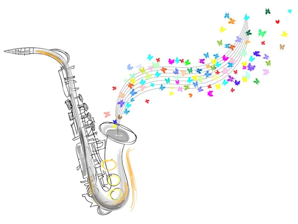 Bosquejo del saxofón — Vector de stock
