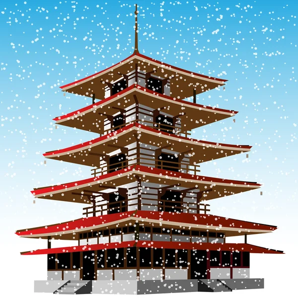Pagoda winter — Stock Vector