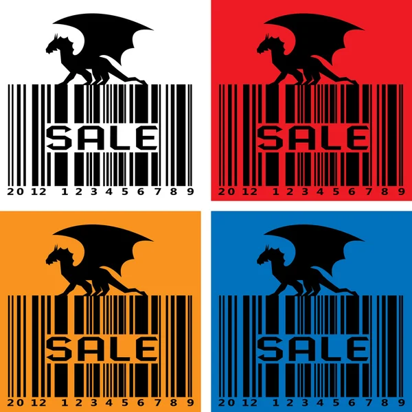 Barcode with black Dragon — Stock Vector