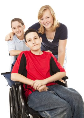 Disabled Boy and Siblings clipart