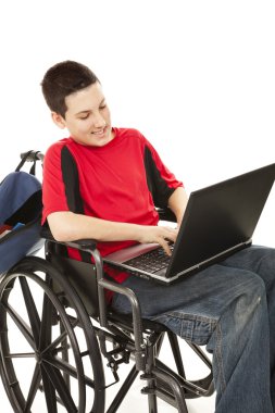 Disabled Teen Using Computer clipart