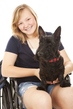 Disabled Girl with Scotty Dog clipart