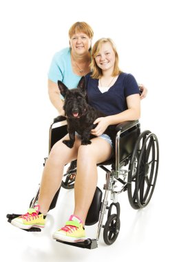 Disabled Teen with Mom clipart