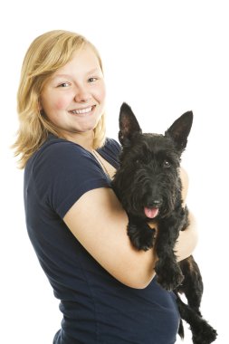 Girl with Her Dog clipart