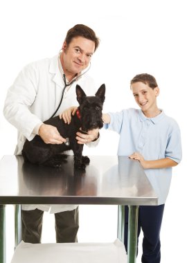 Vet and Child with Dog clipart