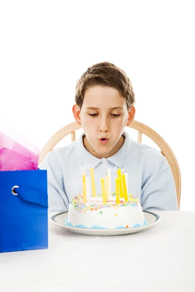 Blowing Out Birthday Candles — Stock Photo, Image
