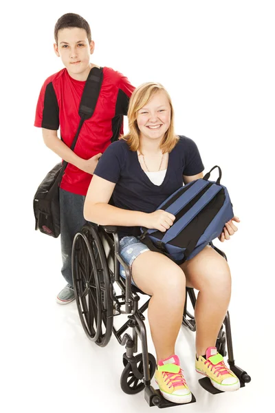 Behinderter Schüler und Bruder — Stockfoto