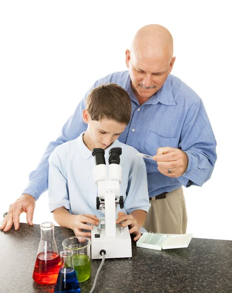 Science Teacher Helps Student — Stock Photo, Image