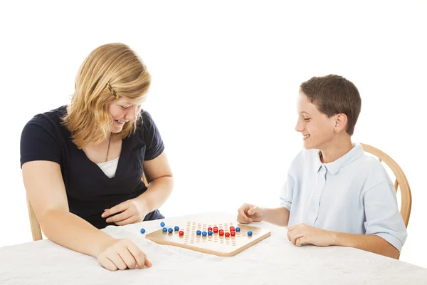 Siblings Play Board Game — Stock Photo, Image