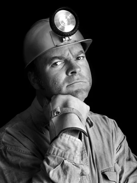 Kol gruvarbetare porträtt 2 bw — Stockfoto