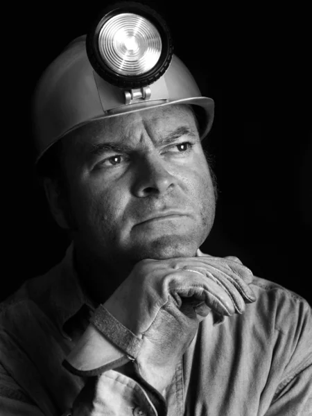 Minero del carbón - Retrato BW — Foto de Stock
