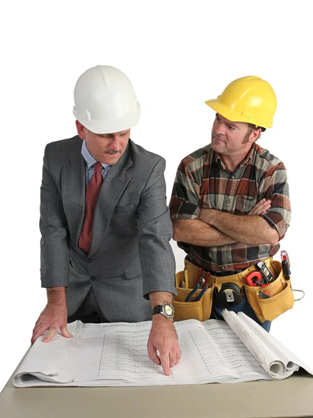 Going Over Blueprints — Stock Photo, Image