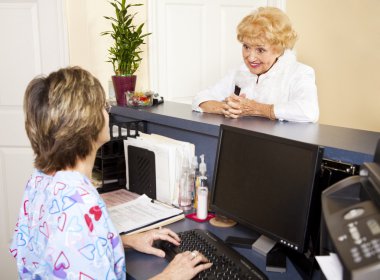 Senior Lady at the Doctor clipart