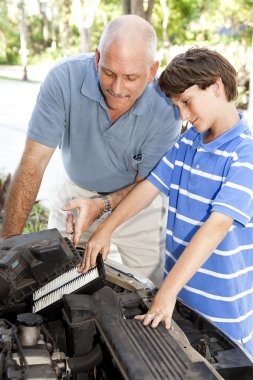 Boy Helps Dad clipart