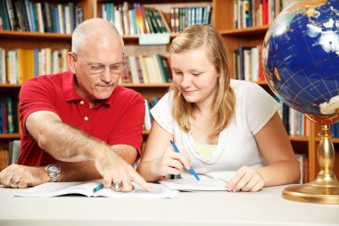 Father Daughter Study Time clipart