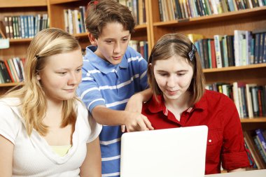 Library Kids on Computer clipart