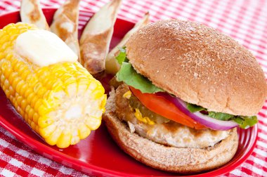 Healthy Turkey Burger Meal clipart