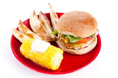 Turkey Burger Isolated with Path clipart