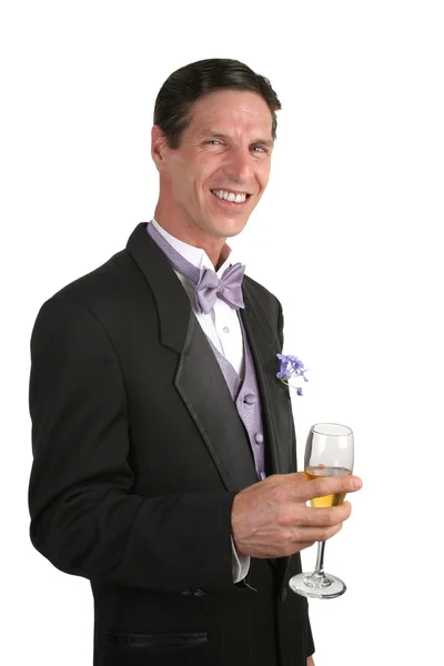 Человек в смокинге с шампанским 1 — стоковое фото