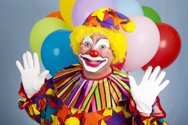 Födelsedag clown - överraskning — Stockfoto