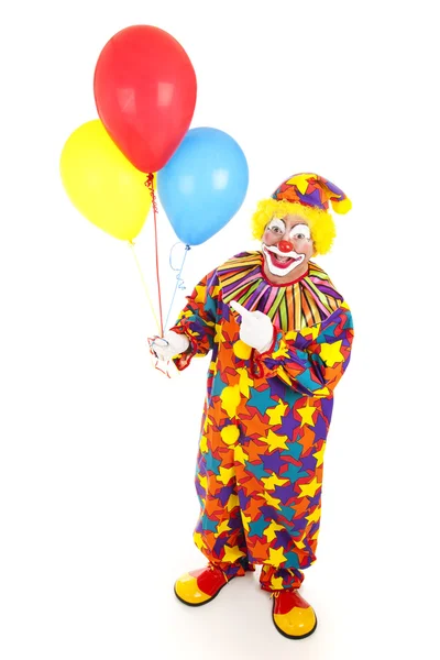 Веселый клоун и воздушные шары — стоковое фото
