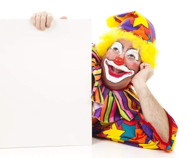 Clown Daydreams with Sign — Stock Photo, Image