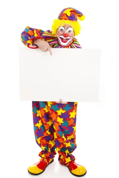 小丑持有空白标志-充分的身体 — 图库照片