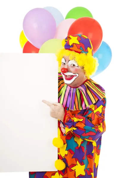 Clown weist auf Botschaft hin — Stockfoto