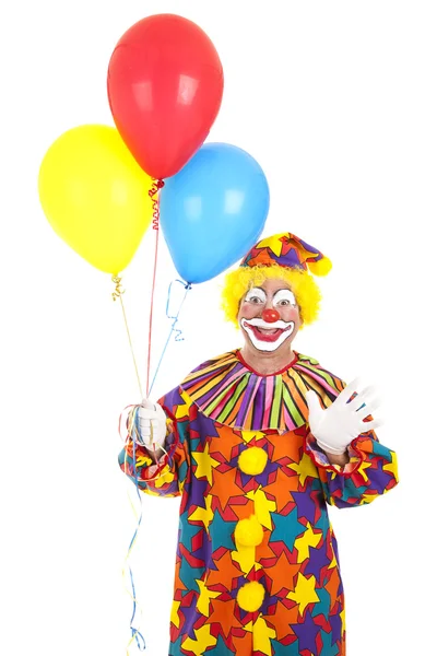 Clown winkt mit Luftballons — Stockfoto