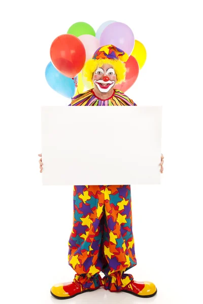 Щасливий клоун Холдинг знак — стокове фото