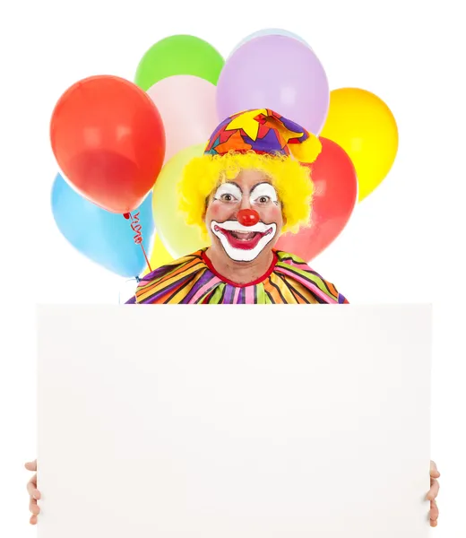 Gelukkig clown met bericht — Stockfoto