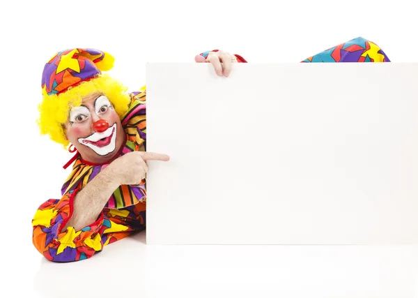 Sklápěcí klaun se znaménkem — Stock fotografie