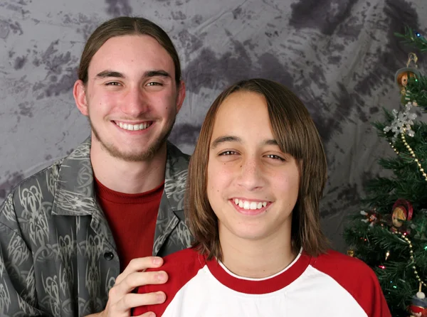 Irmãos Retrato de Natal — Fotografia de Stock
