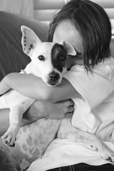 Menino & Seu cão — Fotografia de Stock