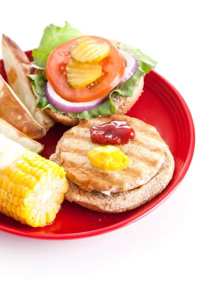 Sağlıklı hindi burger - dikey — Stok fotoğraf